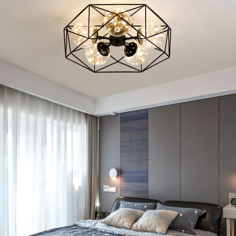 Nordic Modern Metal Flush Light Geometric Ceiling Mounted Light for Bedroom