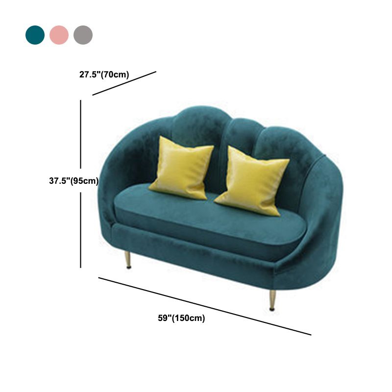 Contemporary Velvet Sofa with Slopped Arm and Tight Back for Apartment