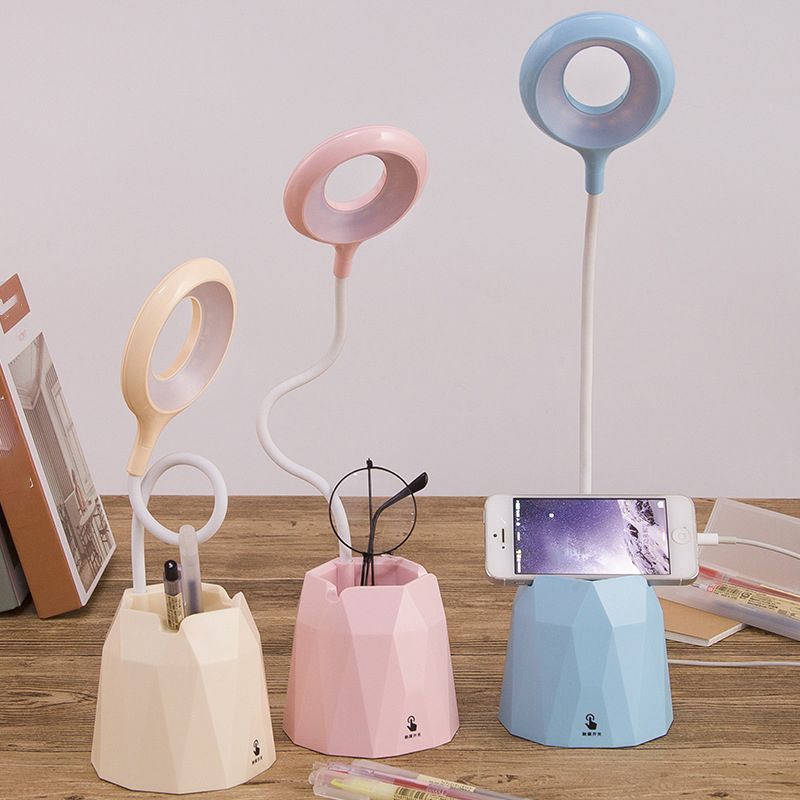 Circle 1-Light Table Light with USB Port Modern Creative Table Lamp for Bedroom