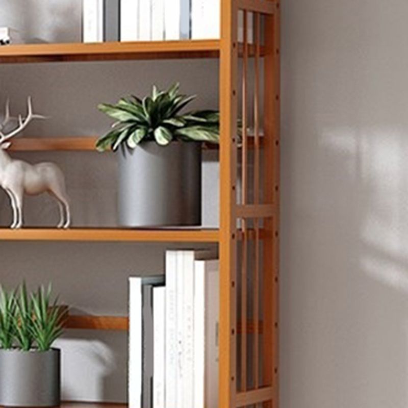 Modern Vertical Bamboo Shelf Etagere Espresso Shelf Bookcase for Bedroom