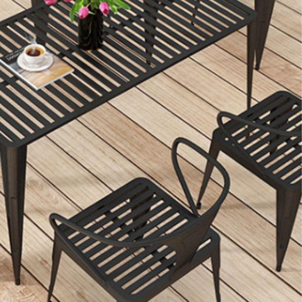 Modern Metal Dining Set 1/5/7 Pieces Rectangular Dining Table Set for Outdoor