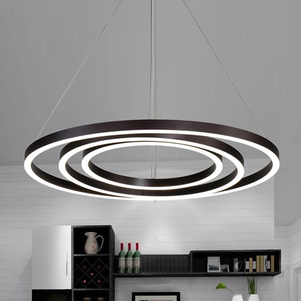 Brown Hoop Chandelier Contemporary 1/2/3-Ring Acrylic LED Ceiling Light Fixture in Warm/White Light