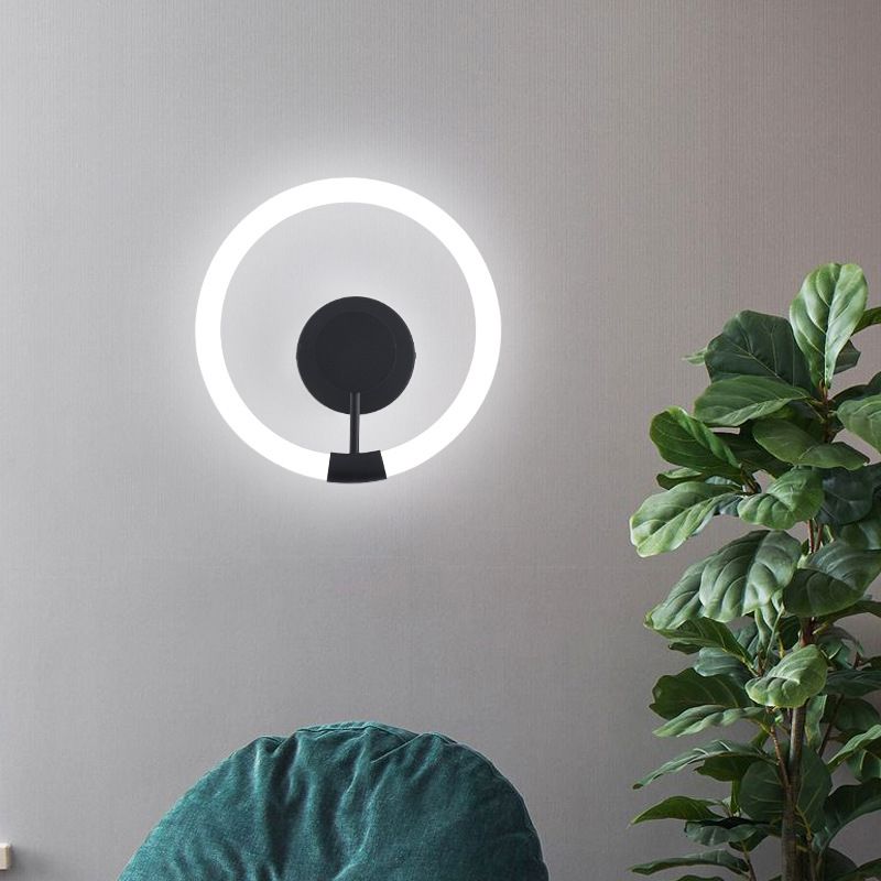 1-Light Round Sconce Light Fixture Modern Metal Wall Light for Bedroom