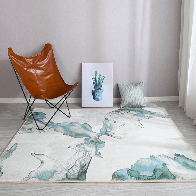 Esthetic Watercolor Print Rug Multi-Color Modern Area Rug Polyester Washable Non-Slip Backing Stain Resistant Rug for Drawing Room