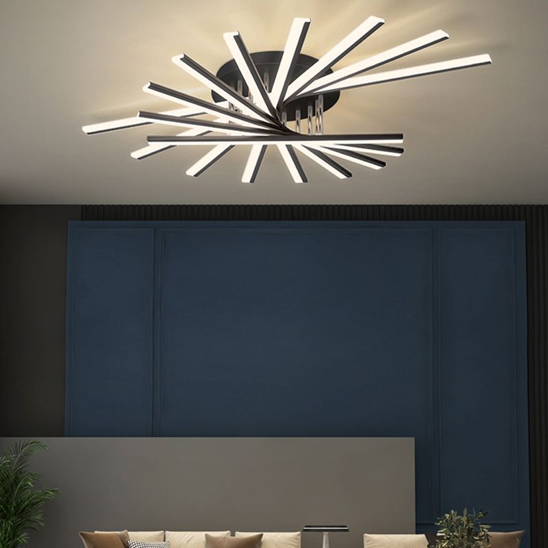 Moderne minimalistische LED-plafondlamp Gelakt ijzer Lineaire inbouw met acrylkap