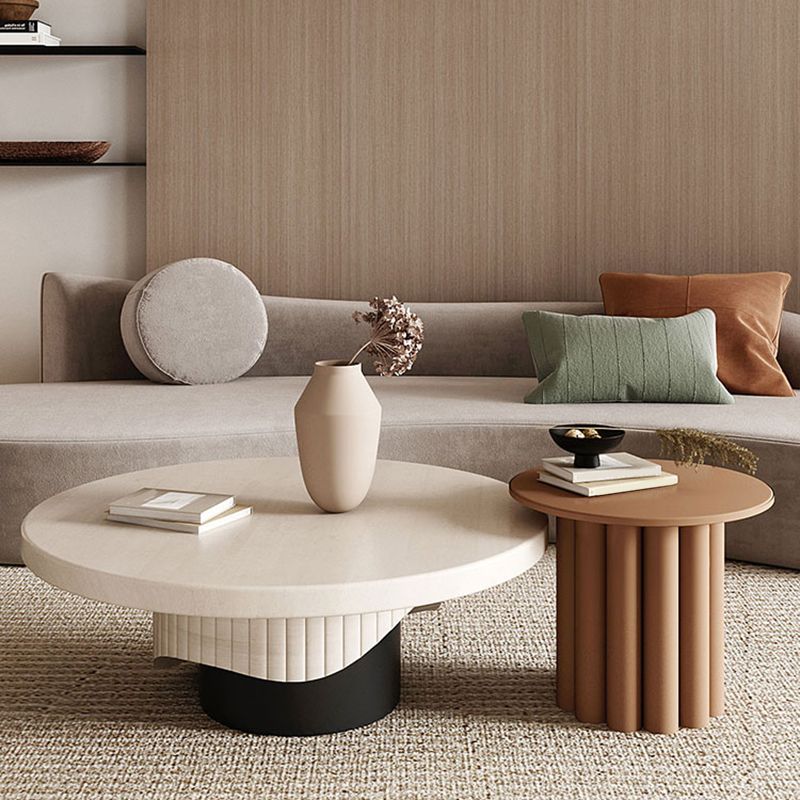 Nordic Wood Pedestal Coffee Table Macaroon Round Nesting Coffee Table