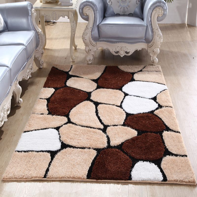 Trendy Minimalist Rug Dark Color Bubbles Area Carpet Pet Friendly Anti-Slip Backing Rug for Home