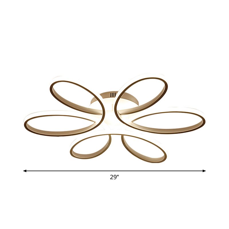 23 "/29" W Minimalistische Bloem Gevormd Flushmount Acryl Woonkamer LED Semi Flush Mount Plafond Licht in Wit