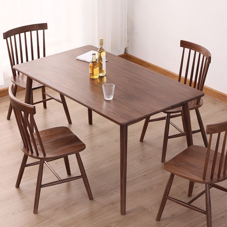 Brown Solid Wood Dining Set 1/4/5 Pieces Modern Dinette Set with Wooden Chairs