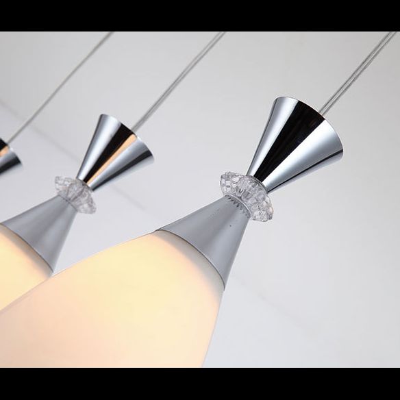 Modern Pendant Light Fixture White Conical Hanging Light Fixture with Glass Shade