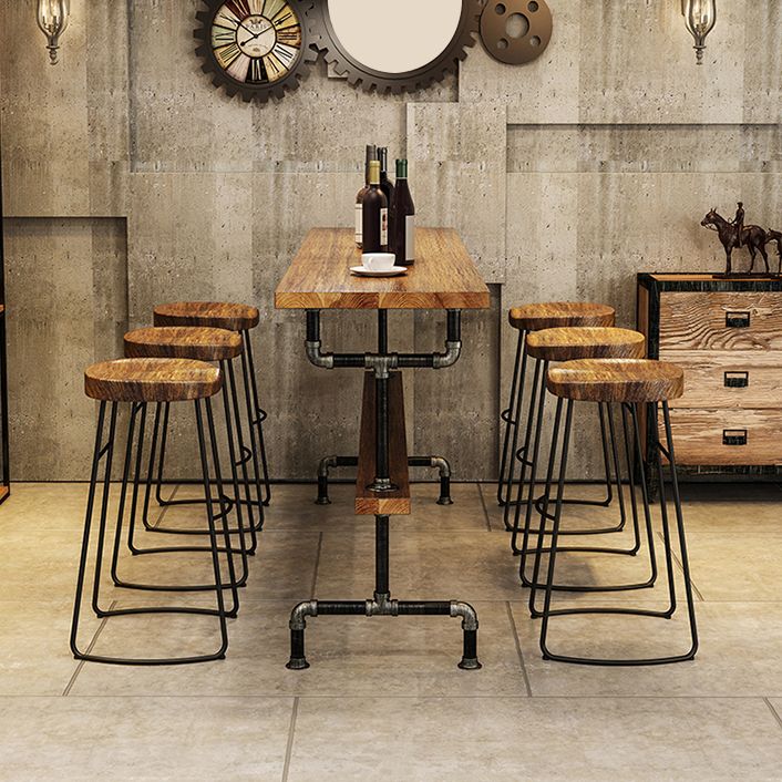 Industrial Rectangle Pub Table Set 1/2/4/7 Pieces Wooden Counter Table with Stools