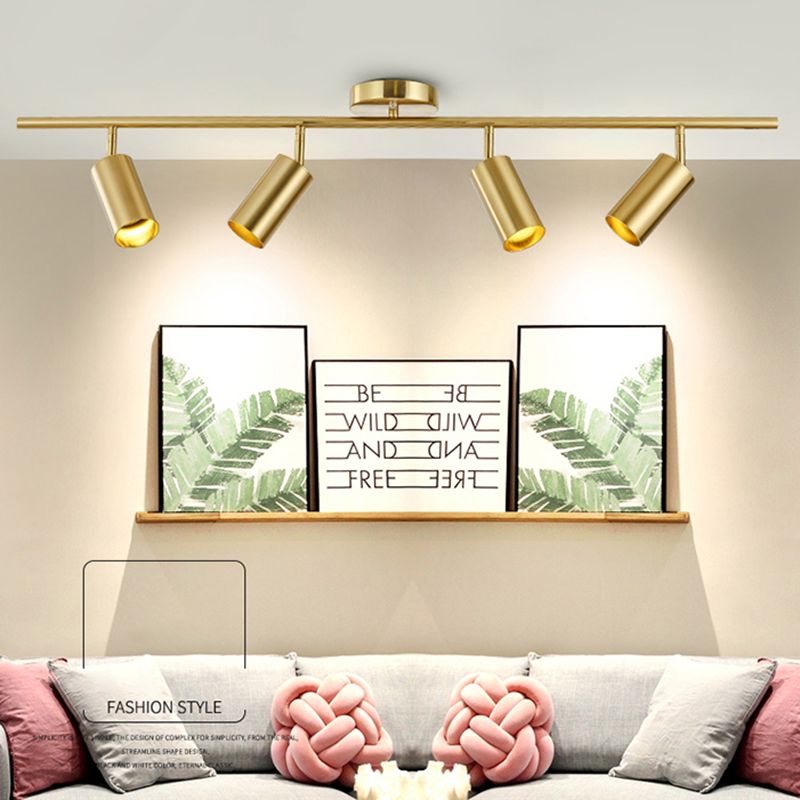 Golden Track Lighting Modern Light Luxury Clothing Store Commercial Living Room Background Wall Surface Mounted Household Spotlight