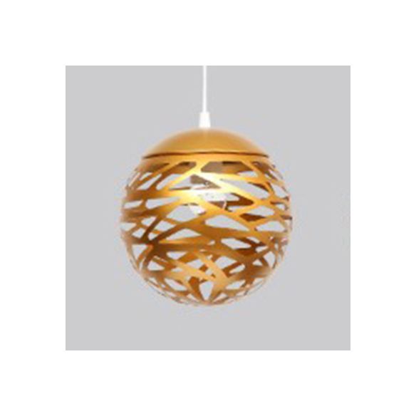 Kid Bedroom Hollow Orb Pendant Lamp Metal 1 Head Modern Candy Colored Hanging Light