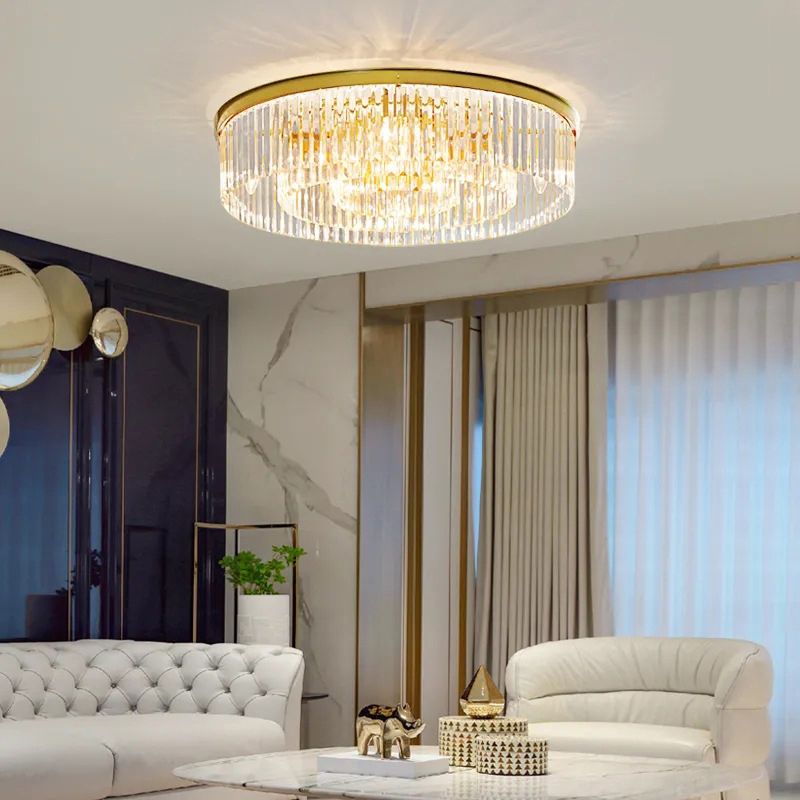 Lámpara de techo redonda de estilo Simple y moderno, luz de montaje empotrado de cristal para sala de estar