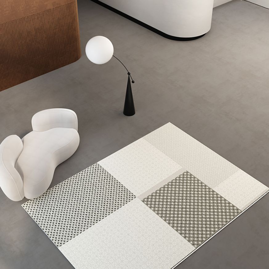 Grey Modern Area Rug Color Block Polyester Area Carpet Stain Resistant Rug for Living Room