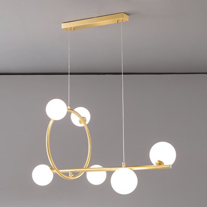 Modern Creative Style Hanging Lamp Gold Glass Island Light Fixture for Dining Room