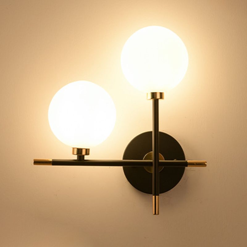 Wohnzimmer Glas Metall Wandleuchte zeitgenössische 2 Kopfwand montierte Leuchte