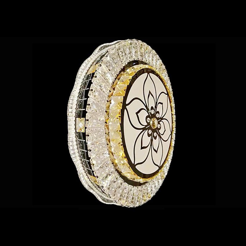 Modern Simple Ceiling Light Circle Shape Ceiling Lamp with Crystal Shade for Bedroom