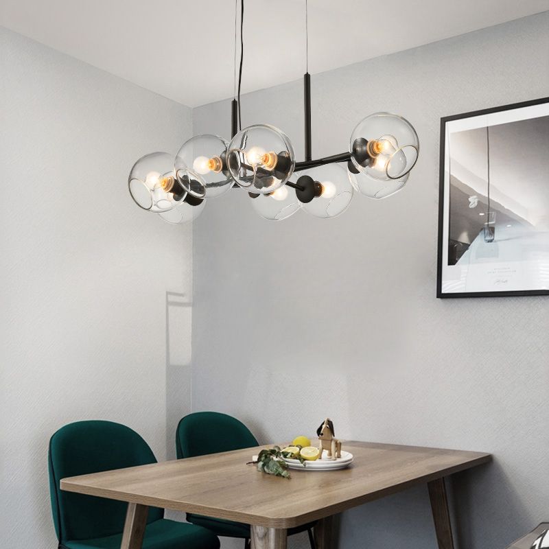 Lámpara de araña de comedor moderno nórdico techo de techo de techo de vidrio simple para cocina