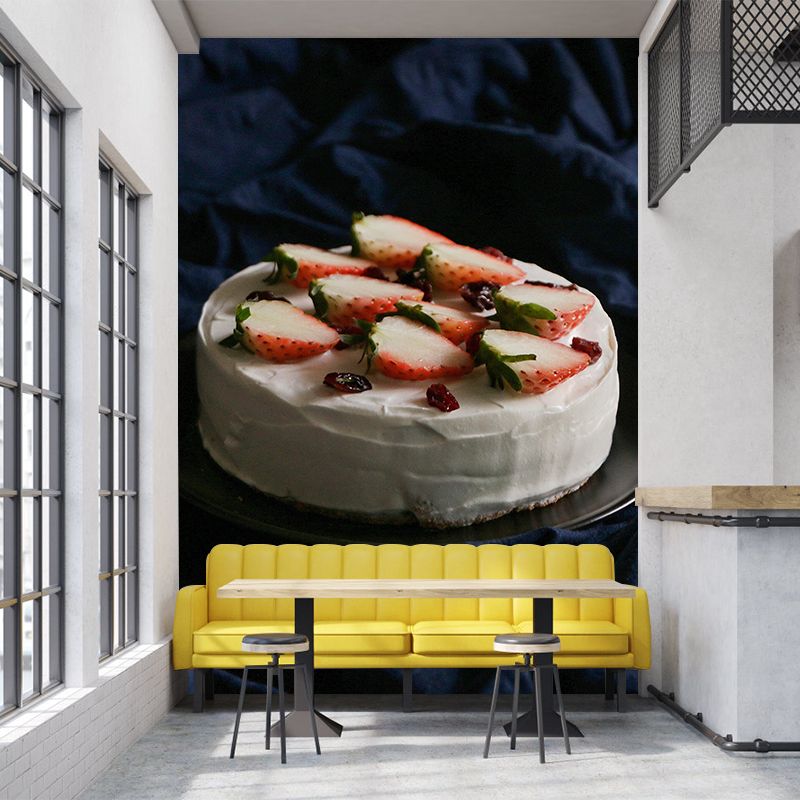 Strawberry Cake Mural Wallpaper for Commercial Cake Shop, Personalized Size