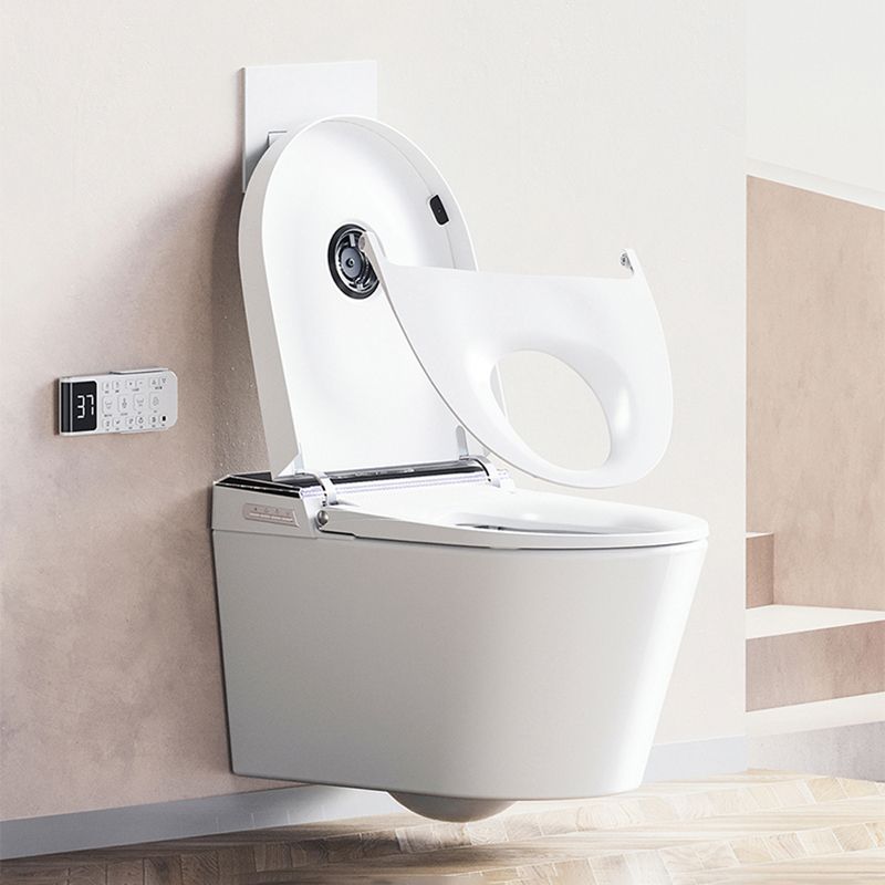 Contemporary White Elongated Wall Hung Toilet Set with Heated Seat