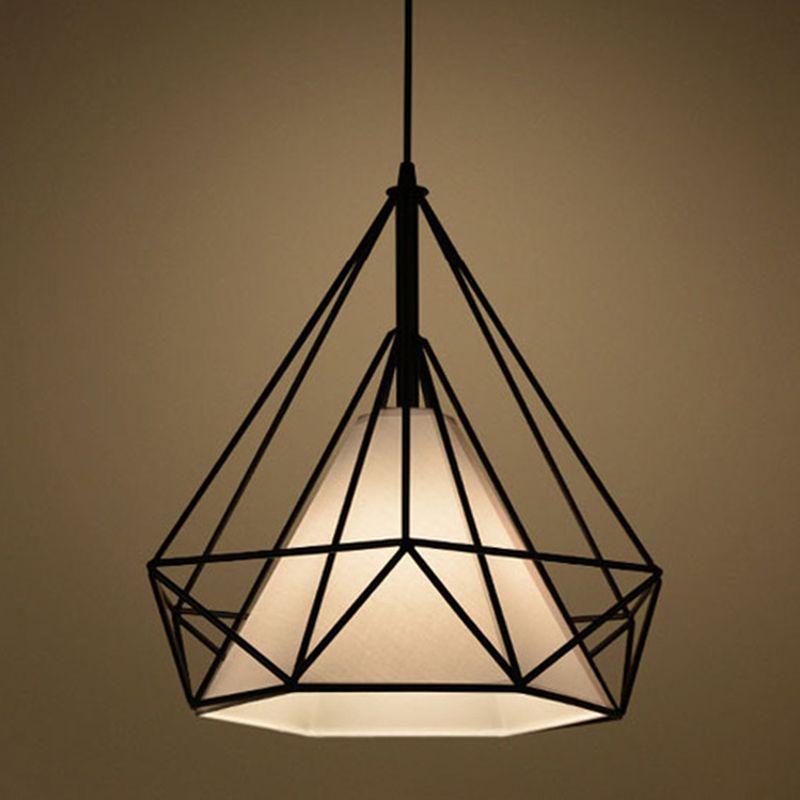 Retro Industrial Diamond Hanging Pendant Lights Metallic Hanging Light Fixture for Living Room