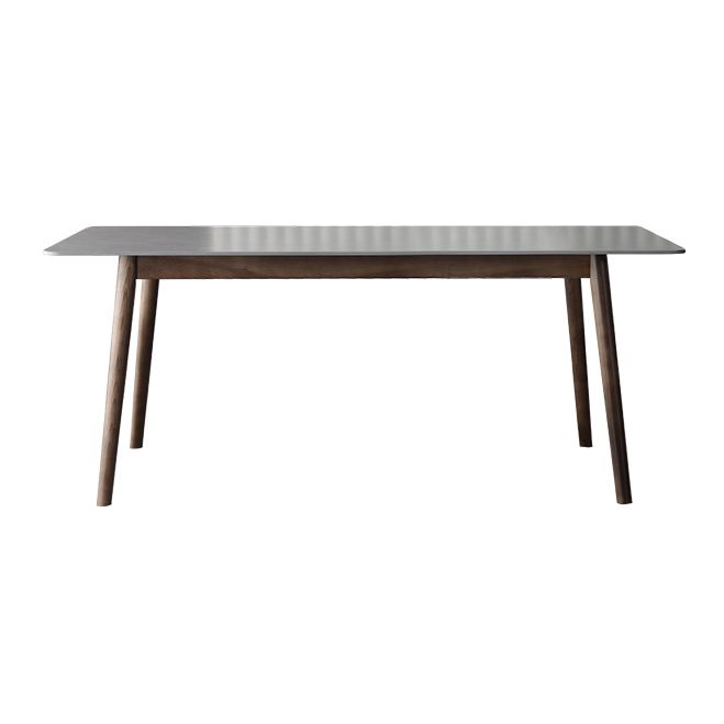 Mesa de piedra sinterizada moderna medieval mesa de comedor gris rectangular con madera 4 patas