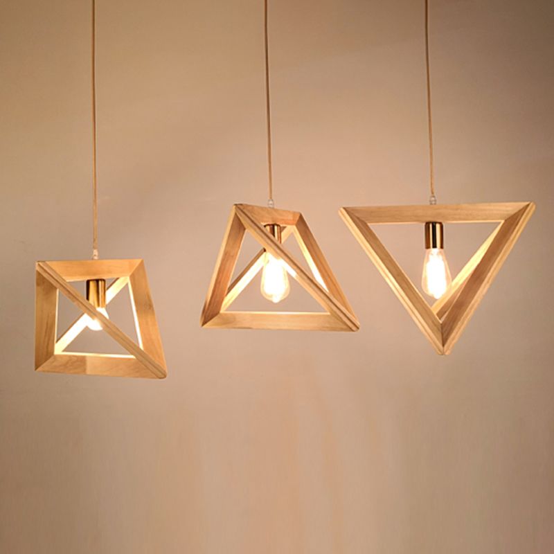 Dreiecks-Esszimmer Suspension anheizt helles Holz 1-Licht minimalistische Deckenbehandlung