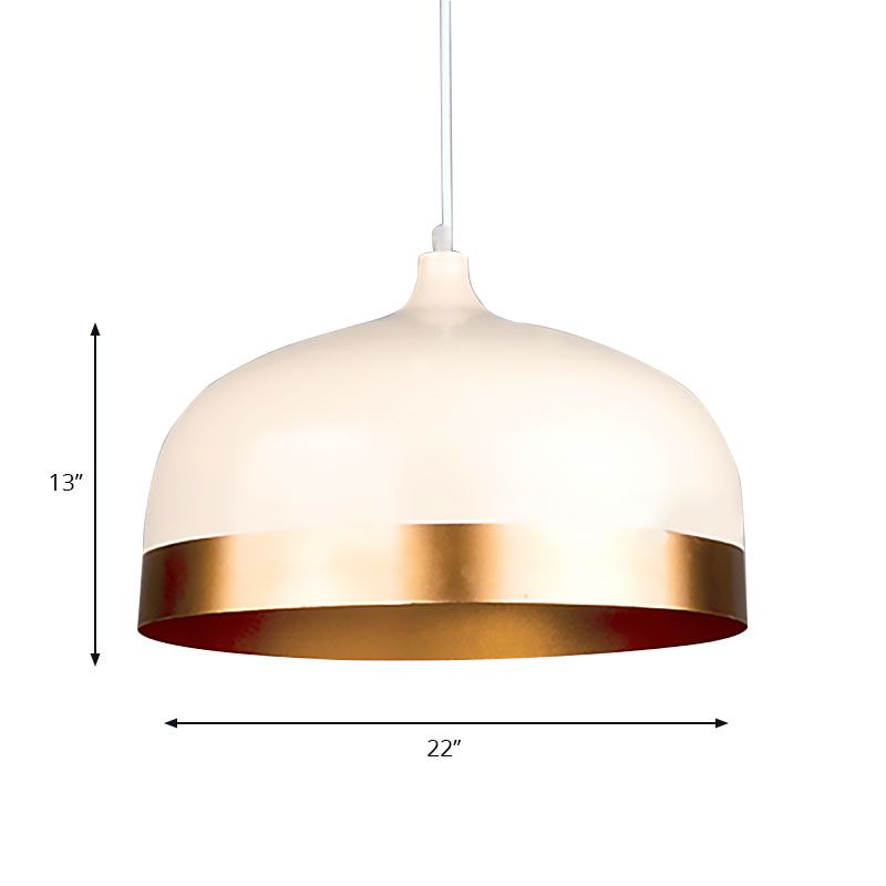 Lámpara colgante de oro moderna con tono de domo 1 cabeza de metal de metal luz colgante para dormitorio