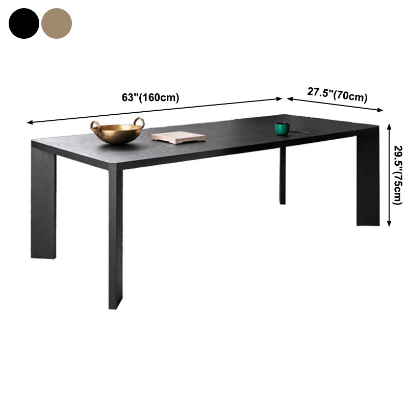 Rectangle Modern Style Dining Table Two-Color Fixed Table with Solid Wood