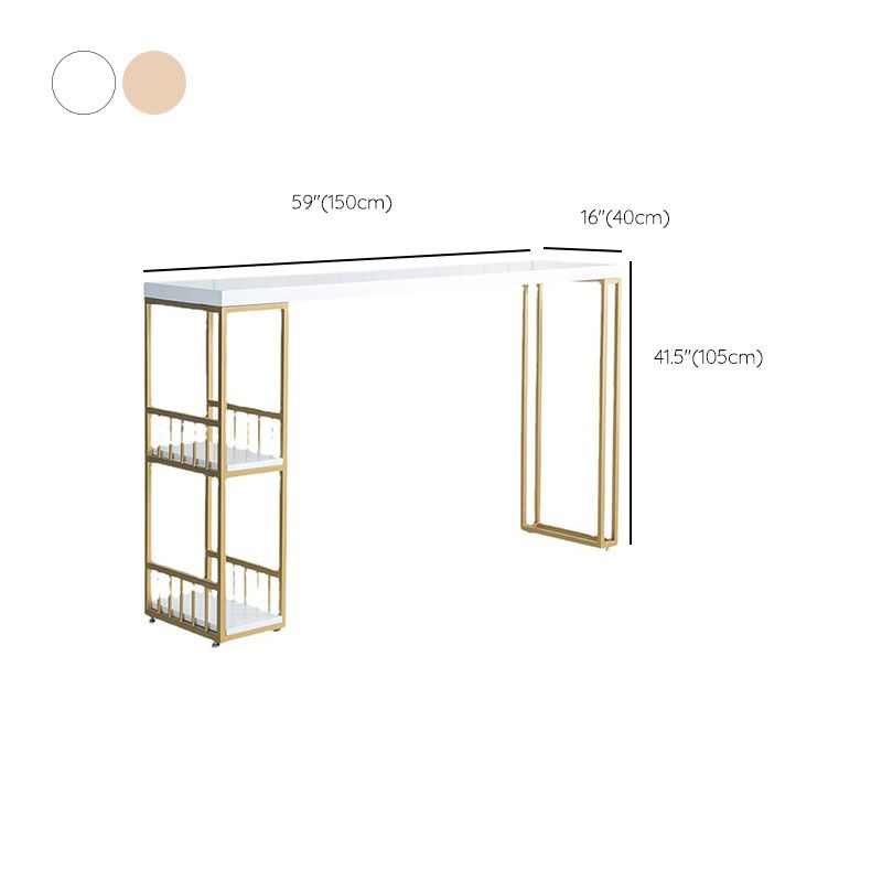 Glam Style Fixed Bar Table 1/3 Pieces Solid Wood Rectangle Counter Set