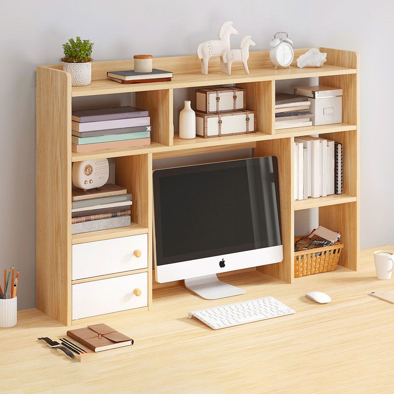 9.5" W Modern Wooden Bookcase Open Storage Bookshelf with Drawers and Shelves