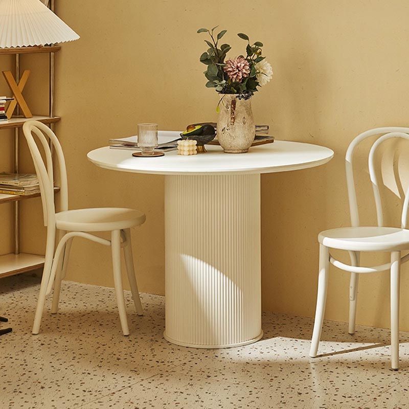 Simplicity Round Restaurant Table White Stone Top Dining Table for Living Room