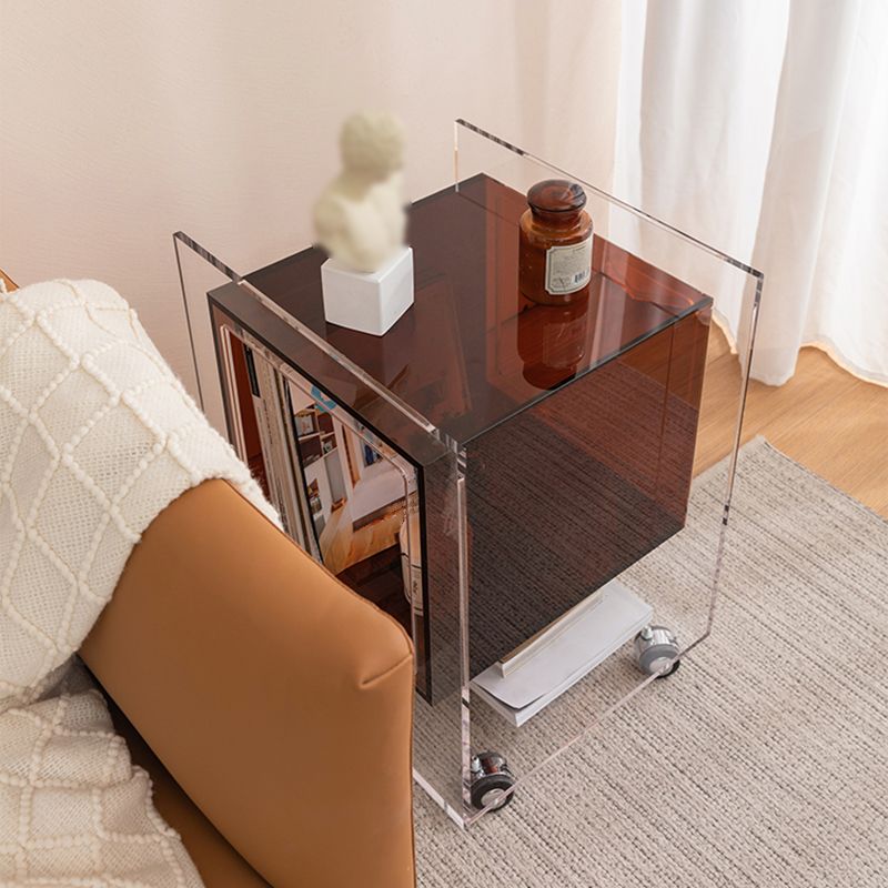 Square Shape Corner Table Acrylic Contemporary Bedroom Side Table
