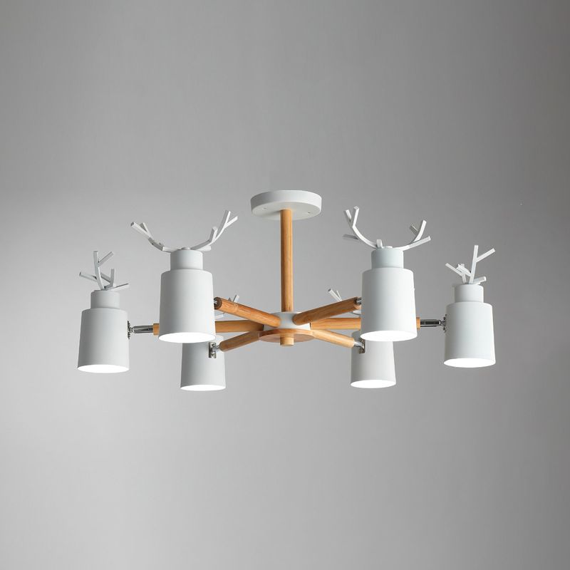 Fissature di illuminazione a sospensione in metallo Nordic Macron Antler Metal With Wood Room