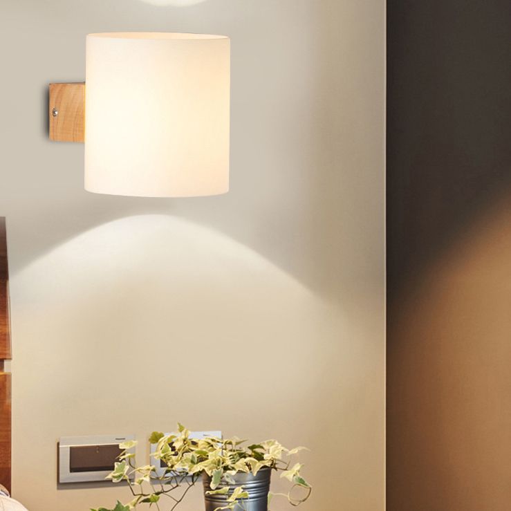 Wood Bath Vanity Lighting Modern White Shade Wall Light Sconces