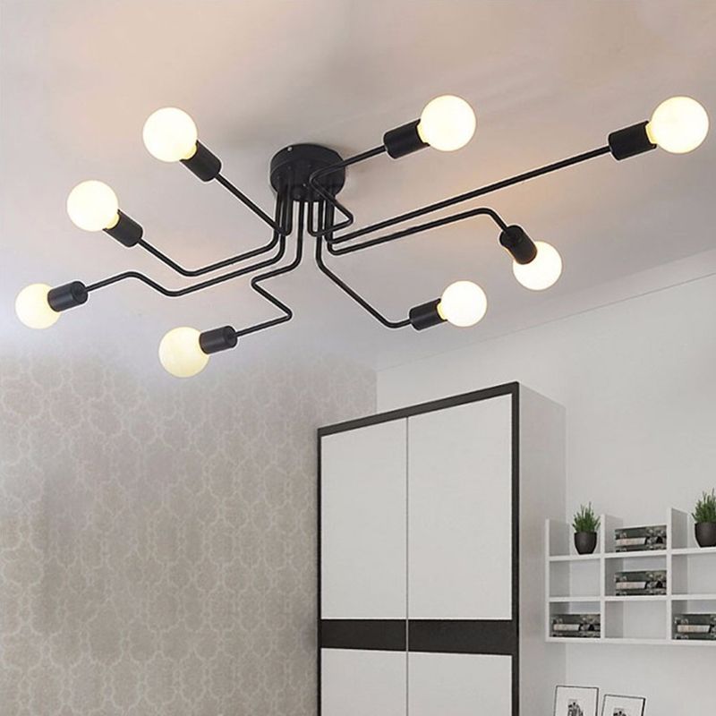 Lámpara de metal Delgada Semi-Vaciado de Luz Lámpara de techo de Loft de Luz en Negro