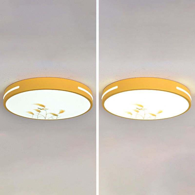 Lampada da soffitto moderna a LED Macaroon in ferro di forma rotonda con montaggio ad incasso per camera da letto