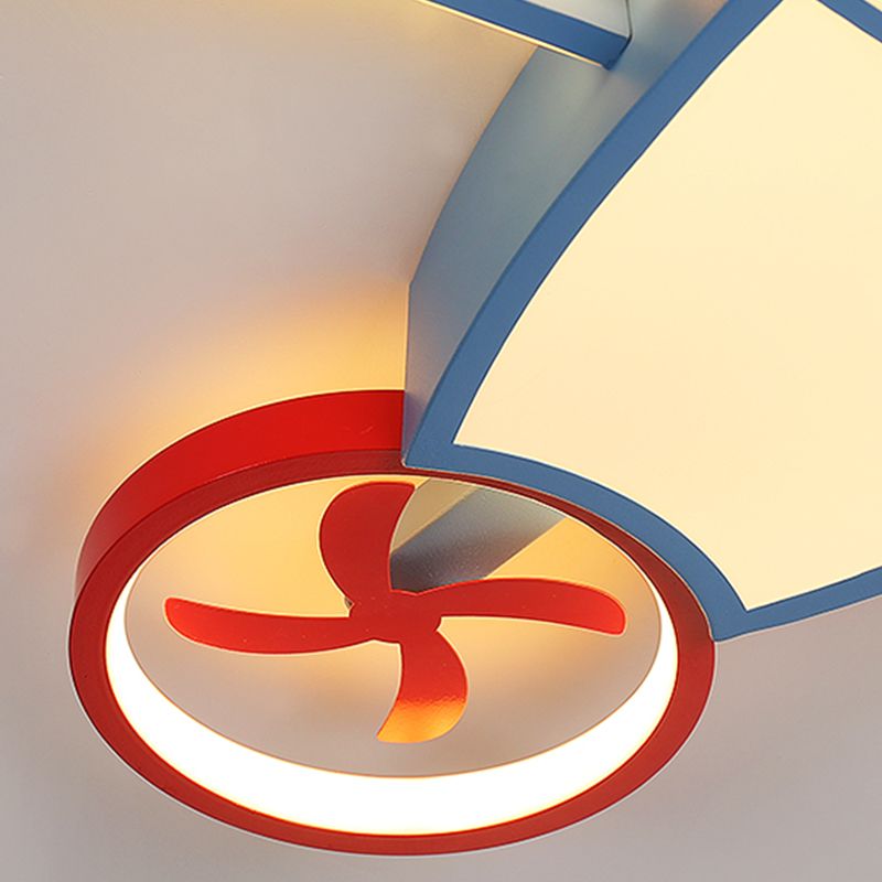 Plane Shape LED Ceiling Lamp Kids Style Iron 6 Lights Flush Mount for Bedroom