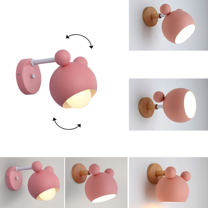1 Light Metal Wall Mounted Light Fixture Modern Cartoon Bedroom Flush Mount Wall Sconce
