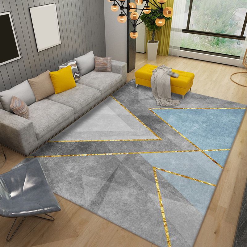 Luxuriant Modern Rug Gold Stripe Rug Washable Rug for Living Room