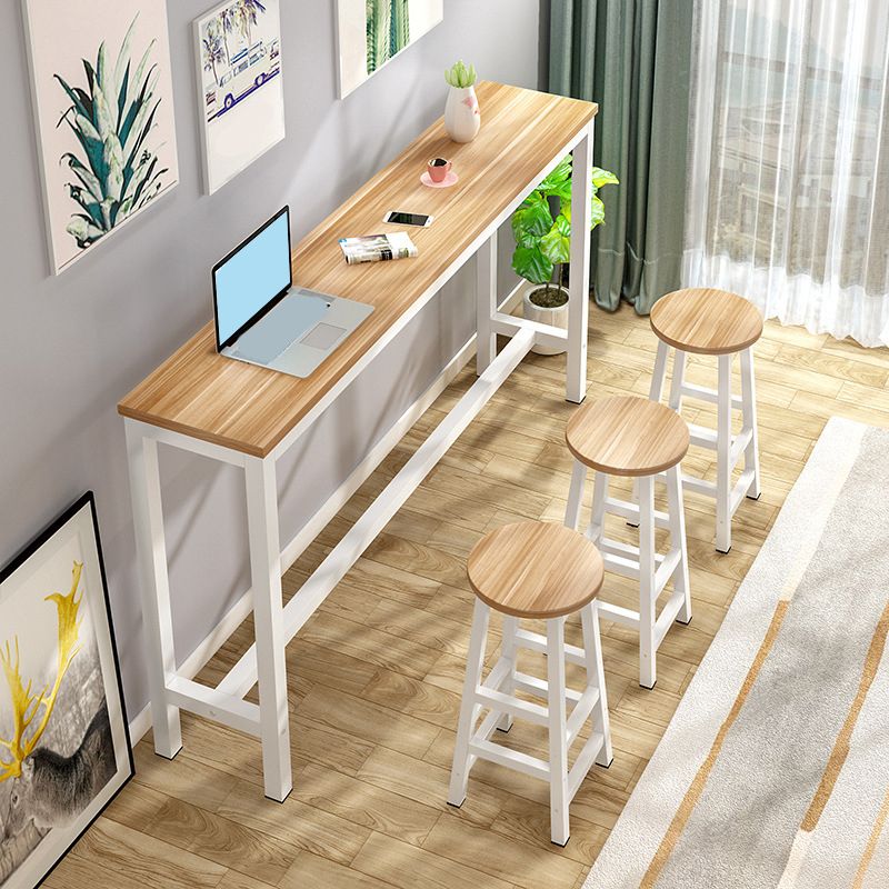 Industrial Style Bistro Bar Desk Wood Rectangle Pub Table for Cafe