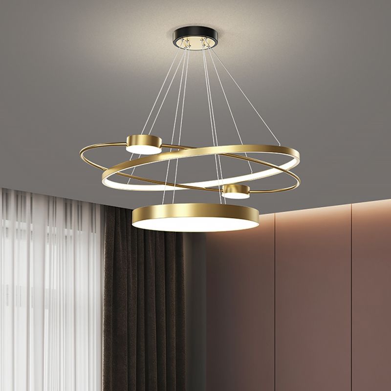 Nordic Circle Chandelier Metal Layered LED Chandelier Pendant for Living Room