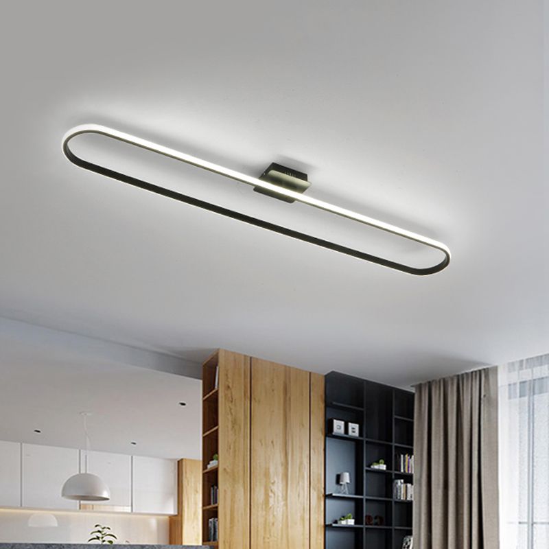 Luz de techo empotrada LED minimalista de acrílico oblongo con brillo exterior en luz cálida/blanca/natural para puerta