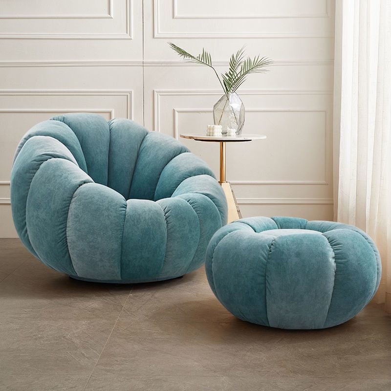 Modern Velvet / Wool Blend Accent Chair, 100 Wide Fixed Back Chair and Ottoman