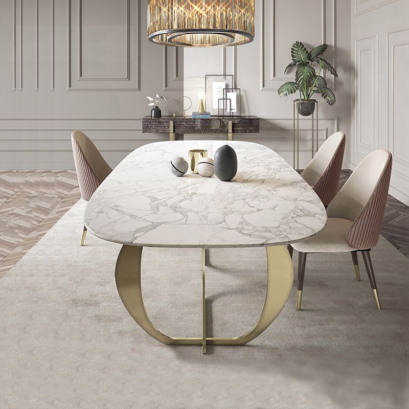 Rectangle Double Pedestal Furniture Luxury Style Stone Dining Room Collection