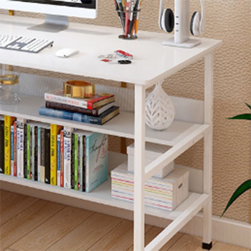 Modern Wooden Office Desk Rectangle Task Desk with H-Shape Base for Home