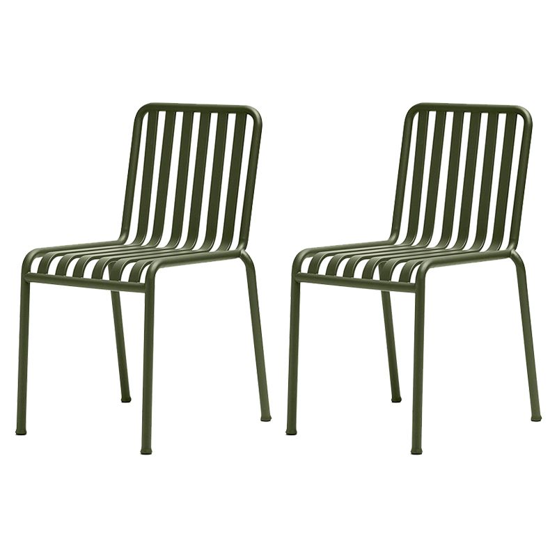 Modern Metal Outdoor Bistro Chairs Open Back Dining Chairs in Green