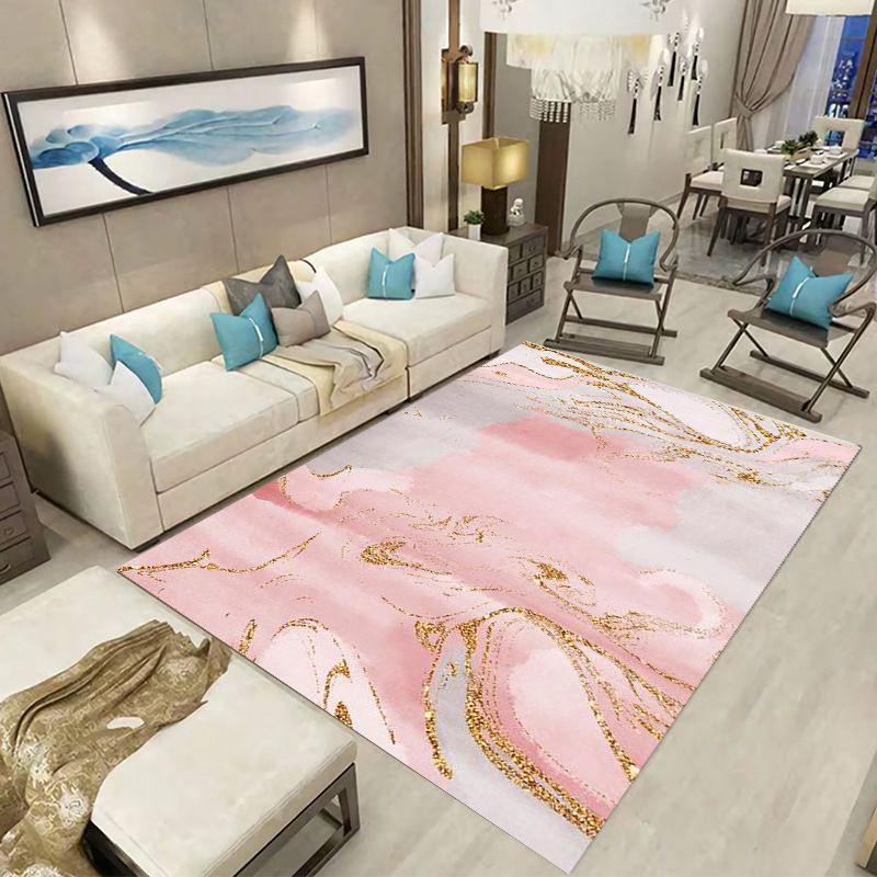 Orange Casual Carpet Polyester Circle Carpet Non-Slip Backing Carpet for Drawing Room