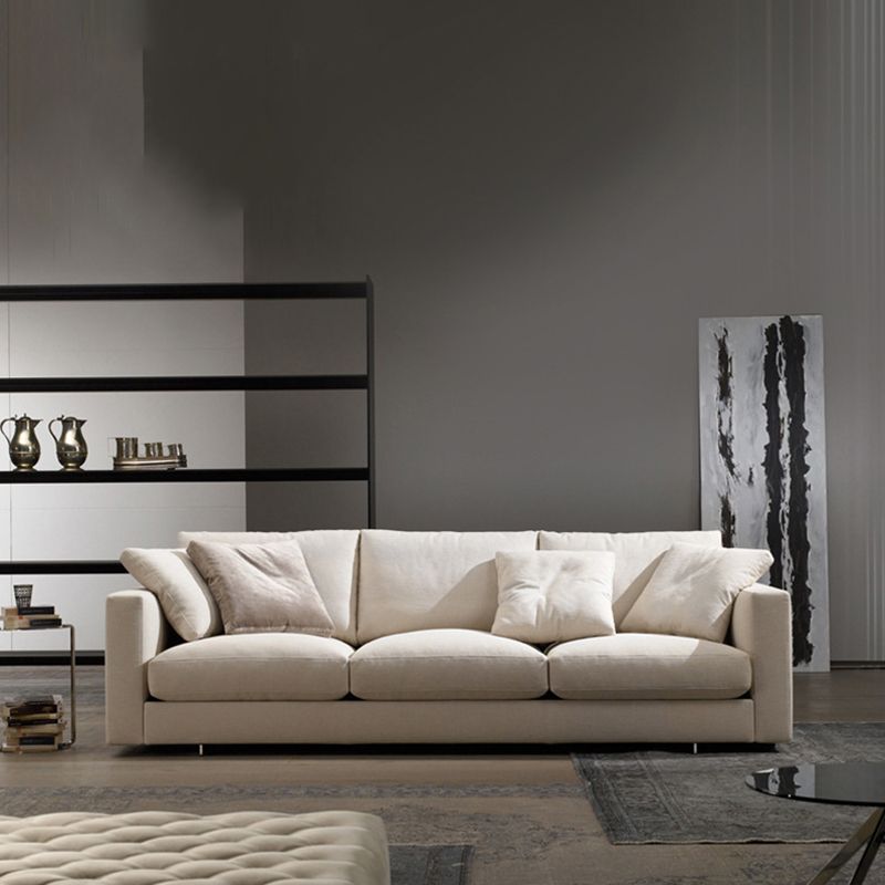 Contemporary Cushions Standard Sofa Fabric Tuxedo Arm Sofa with Pillows